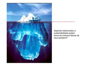 Aspectos relacionados a
sustentabilidade podem
tornar-se imensos fatores de
risco também!!!
 