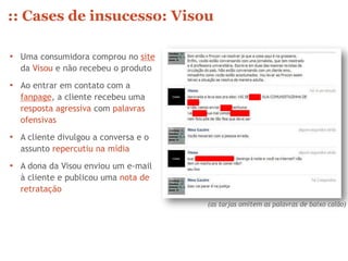 Prof. Nino Carvalho - Coordenação Acadêmica Prof. Luis Carlos Sá
:: Case negativo > Visou
• A cliente aceitou as desculpas...