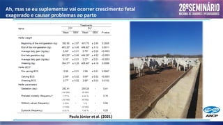 Ah, mas se eu suplementar vai ocorrer crescimento fetal
exagerado e causar problemas ao parto
Paula Júnior et al. (2021)
 