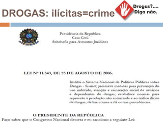 DROGAS: ilícitas=crime
 