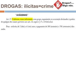 DROGAS: ilícitas=crime
 