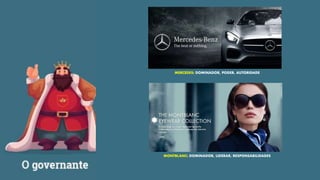 MERCEDES: DOMINADOR, PODER, AUTORIDADE
MONTBLANC: DOMINADOR, LIDERAR, RESPONSABILIDADES
 