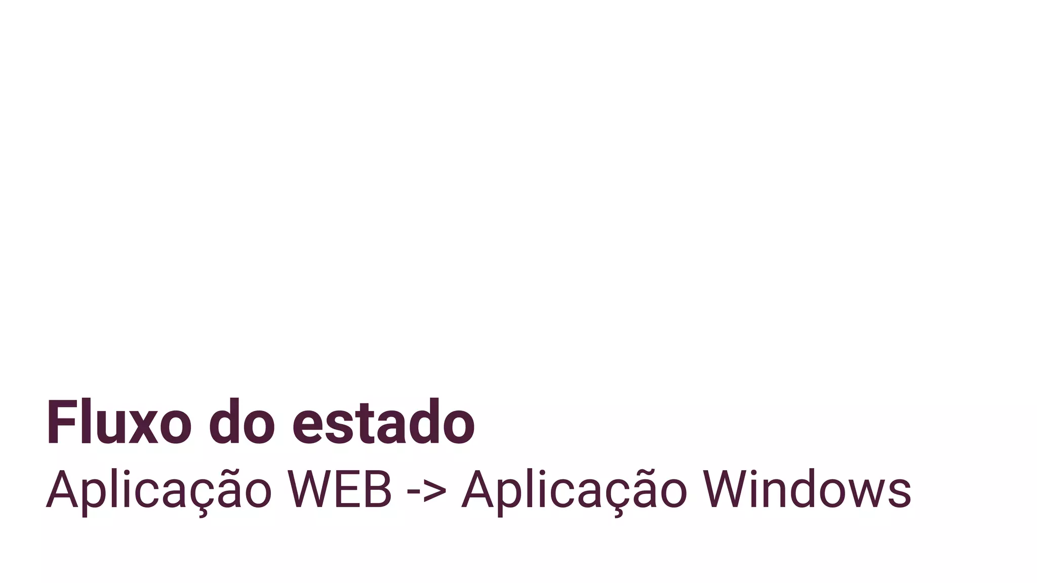 Fluxo do estado
Aplicação WEB -> Aplicação Windows
 