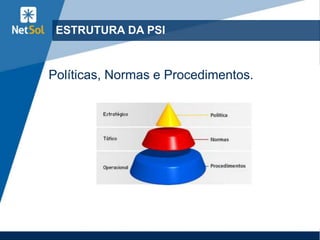 ESTRUTURA DA PSI
Políticas, Normas e Procedimentos.
 