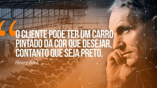 “Oclientepodeterumcarro
pintadodacorquedesejar,
contantoquesejapreto.
Henry Ford
 