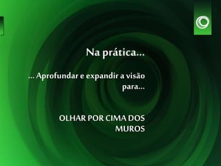 Na prática...
... Aprofundar e expandira visão
para...
OLHAR POR CIMA DOS
MUROS
 