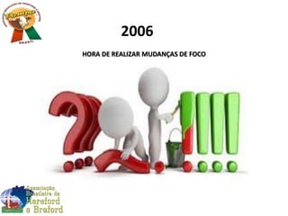 HORA DE REALIZAR MUDANÇAS DE FOCO
UM
2006
 