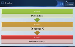 Sumário

                 Parte 1

              Dados & fatos



                 Parte 2

             O ponto X

                 Parte 3
            O caminho estreito

                                 www.titecnologia.net
 