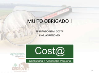 MUITO OBRIGADO !
   FERNANDO NEMI COSTA
      ENG. AGRÔNOMO




                         54
 