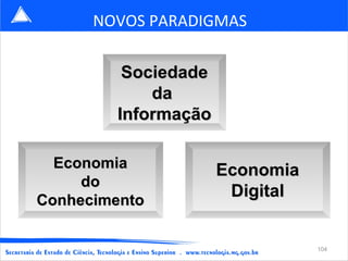 NOVOS PARADIGMAS Economia do Conhecimento Economia Digital Sociedade da  Informação 