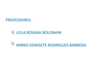 PROFESSORES:  LEILA ROSANA BOLONHIN  MIRKO DONISETE RODRIGUES BARBOSA 