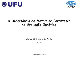 A Importância da Matriz de Parentesco
na Avaliação Genética
Carina Ubirajara de Faria
UFU
Uberlândia, 2014
 