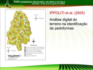 IPPOLITI et al. (2005)
Análise digital do
terreno na identificação
de pedoformas

 