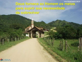 LEI DE ADORAÇÃOLEI DE CONSERVAÇÃO
Deus fornece ao Homem os meios
para suprir sua necessidade
de sobreviver
76
 