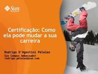 Rodrigo D'Agostini Peleias Sun Campus Ambassador [email_address] Certificação: Como ela pode mudar a sua carreira 