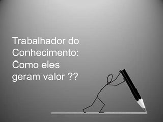 Trabalhador do
Conhecimento:
Como eles
geram valor ??
 