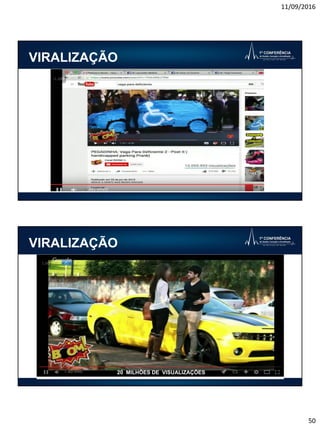 11/09/2016
50
VIRALIZAÇÃO
20 MILHÕES DE VISUALIZAÇÕES
VIRALIZAÇÃO
 