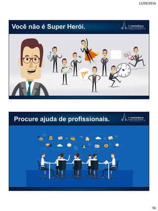 11/09/2016
56
Você não é Super Herói.
Procure ajuda de profissionais.
 