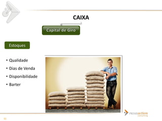 CAIXA



     Estoques


 • Qualidade
 • Dias de Venda
 • Disponibilidade
 • Barter




11
 