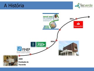 A História

                                2011




                         2010




       2009
       Fundação da
       Tecverde
                     3
 