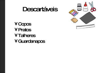 Descartáveis Copos Pratos Talheres Guardanapos 