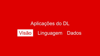 Aplicações do DL
Visão Linguagem Dados
 