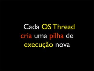 Cada OS Thread
cria uma pilha de
 execução nova
 