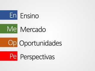 En Ensino
Me Mercado
Op Oportunidades
Pe Perspectivas

 