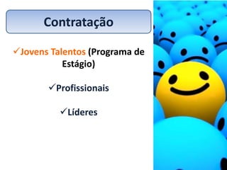 Contratação

Jovens Talentos (Programa de
           Estágio)

       Profissionais

          Líderes
 