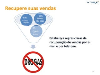 Recupere suas vendas




                 Estabeleça regras claras de
                 recuperação de vendas por e-
                 mail e por telefone.




                                                27
 