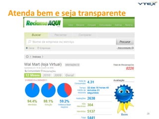 Atenda bem e seja transparente




                                 28
 