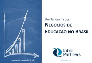 Um Panorama dos
                                             NEGÓCIOS DE
                                             EDUCAÇÃO NO BRASIL



Elaborado por: Table Partners,   CC   2012            Outubro 2012
 