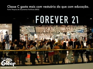 Classe C gasta mais com vestuário do que com educação.
Fonte: Pesquisa de Orçamentos Familiares (IBGE)
 