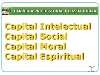 CARREIRA PROFISSIONAL À LUZ DA BÍBLIACapital IntelectualCapital SocialCapital MoralCapital Espiritual