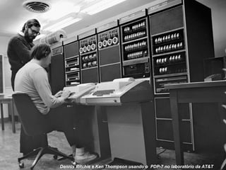 Dennis Ritchie e Ken Thompson usando o PDP-7 no laboratório da AT&T
 
