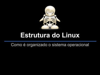 Estrutura do Linux
Como é organizado o sistema operacional
 