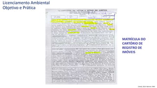 MATRÍCULA DO
CARTÓRIO DE
REGISTRO DE
IMÓVEIS
Licenciamento Ambiental
Objetivo e Prática
Cetesb, 2014. Marrani, VMA
 