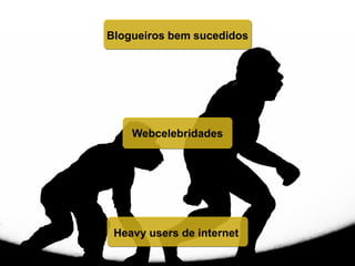 Blogueiros bem sucedidos
Webcelebridades
Heavy users de internet