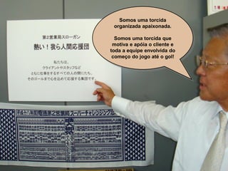 Somos uma torcida
organizada apaixonada.
Somos uma torcida que
motiva e apóia o cliente e
toda a equipe envolvida do
começo do jogo até o gol!
 