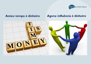 Antes: tempo é dinheiro Agora: influência é dinheiro
 