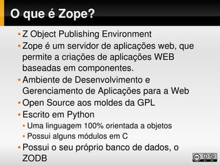 Desenvolvimento web com Python, Zope e Plone