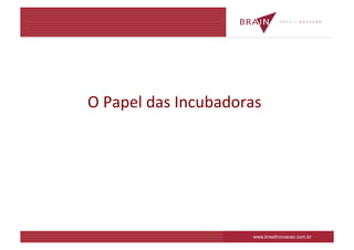 O	
  Papel	
  das	
  Incubadoras
                               	
  




                                 www.brasilinovacao.com.br
 