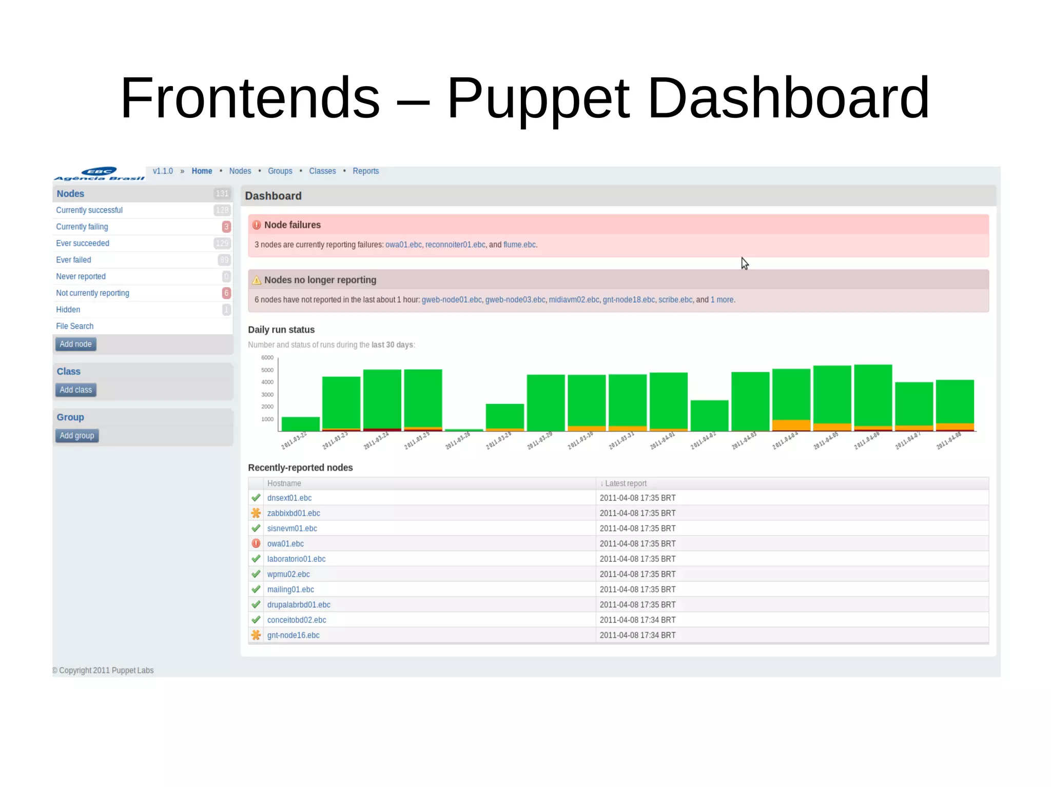 Frontends – Puppet Dashboard
 