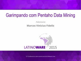 12ª Conferencia Latino-americana de Software Livre
Garimpando com Pentaho Data Mining
Palestrante:
Marcos Vinicius Fidelis
 