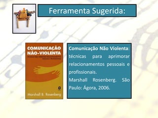 Ferramenta Sugerida:



     Comunicação Não Violenta:
     técnicas para aprimorar
     relacionamentos pessoais e
     profissionais.
     Marshall Rosenberg. São
     Paulo: Ágora, 2006.
 