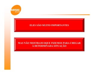 ELES SÃO MUITO IMPORTANTES




MAS NÃO MOSTRAM OQUE FIZEMOS PARA CHEGAR
         À DETERMINADA SITUAÇÃO
 