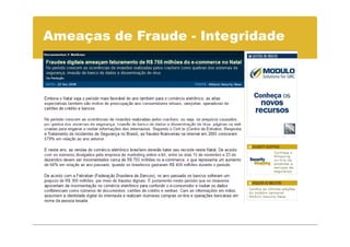 Ameaças de Fraude - Integridade
 