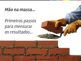 Mão na massa…
Primeiros passos
para mensurar
os resultados...
Ricardo Fernandes - email@ricardofernandes.art.br
 