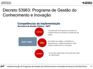 Decreto 53963: Programa de Gestão do Conhecimento e Inovação 