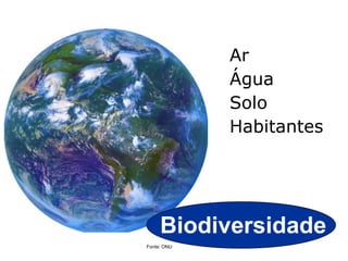 BiodiversidadeArÁguaSoloHabitantesFonte: ONU